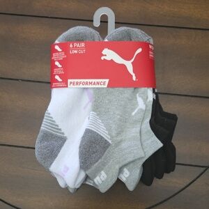 Women's Puma Gray, Black, And White Low-Cut Performance Socks